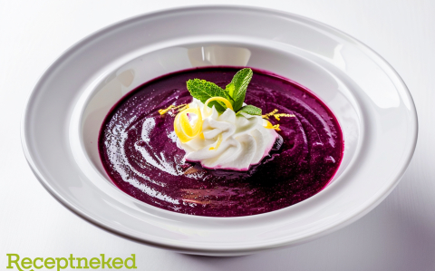 Hideg áfonyaleves citromhabbal recept fotóval Hideg áfonyaleves citromhabbal