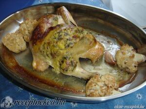 szalonnás,nektarinos töltött csirke kép