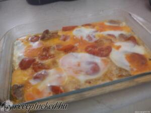 Fokhagymás, tojásos, paradicsomos karaj