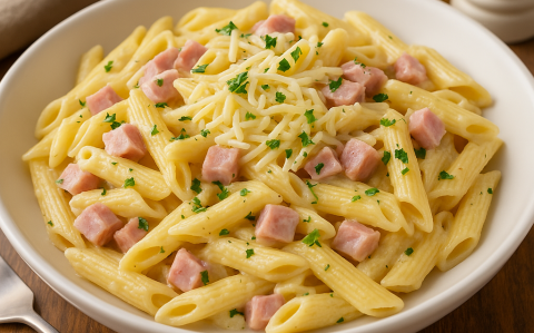 Tejfölös- sonkás tészta recept fotóval Tejfölös- sonkás tészta