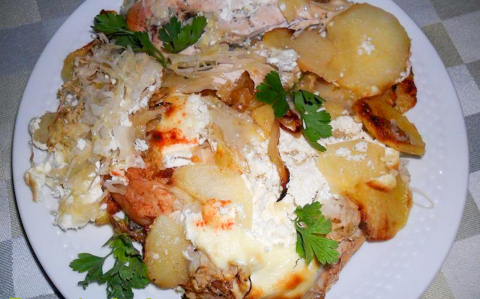 Káposztával rakott sült csirkemell