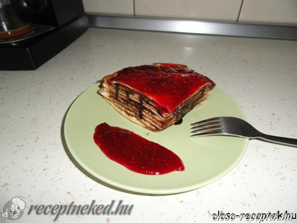 Kakaós csúsztatott palacsinta,málnalekvárral