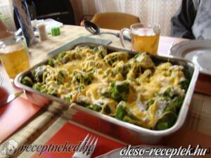 Sült csirkecomb brokkolival, tejfölös-fokhagymás brokkoli mártással