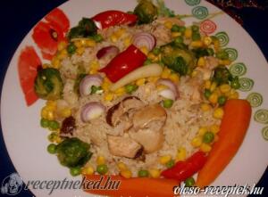 Csirke rizottó zöldségekkel kép
