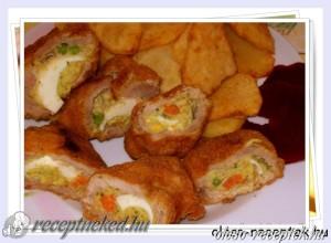 Tojással-vegyes zöldséggel töltött tarja