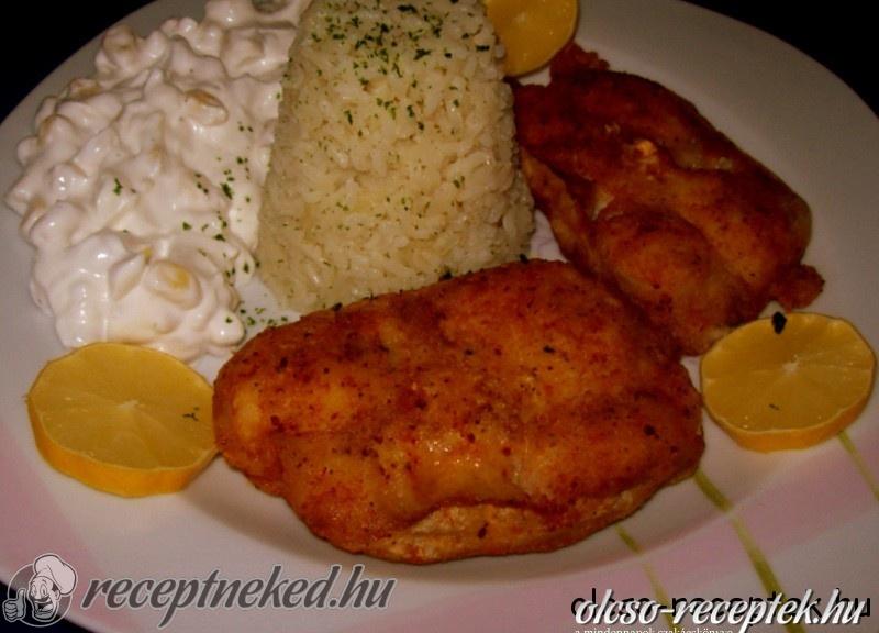 Harcsa szeletek majonézes kukoricasalátával