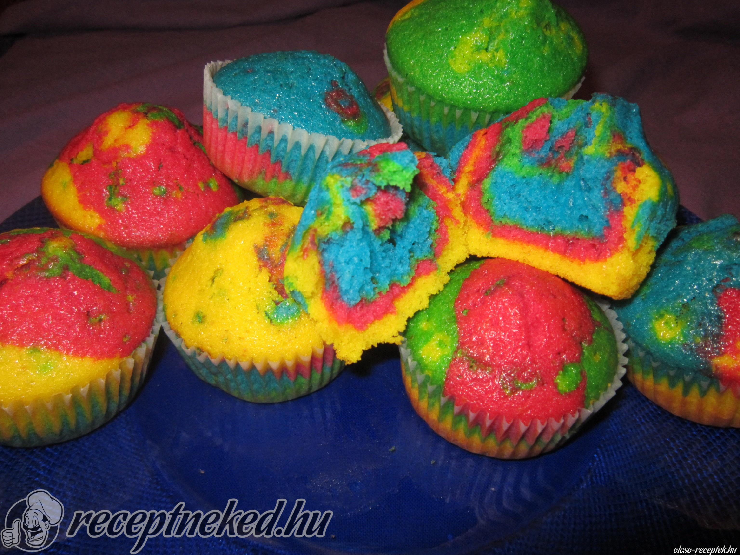 Szivárvány muffin kép