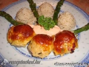 Töltött gomba barna rizzsel