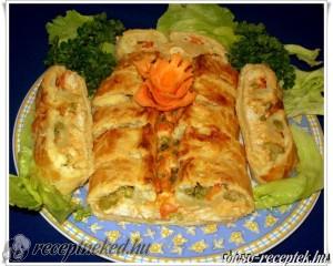 Csirkés-zöldséges szemüveges tészta