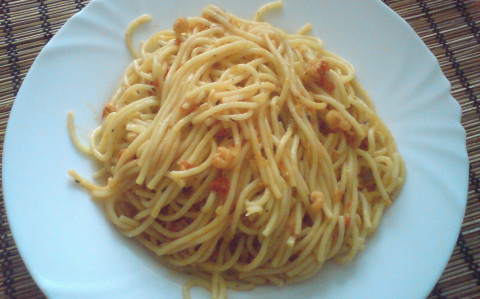 Koktélrákos spagetti