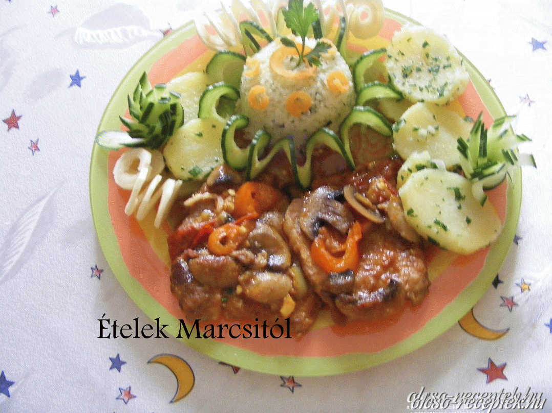 Sült hús zöldséges mártással