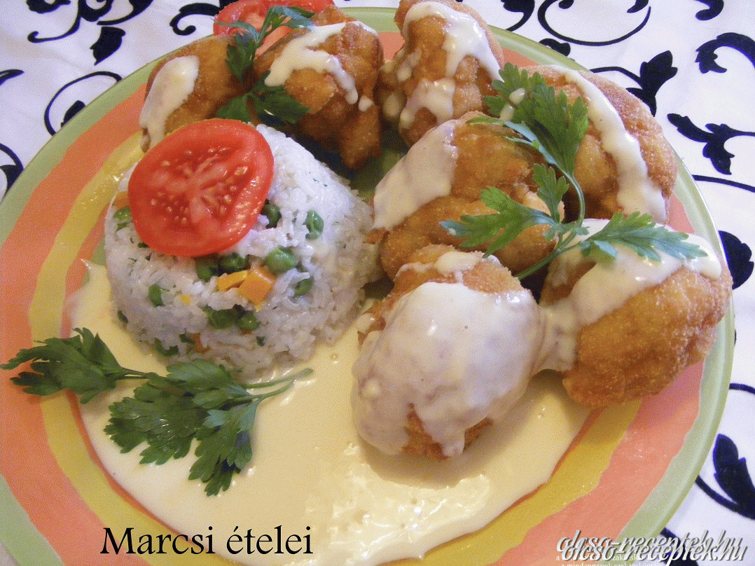 Rántott karfiol sajtmártással kép