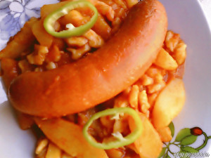 Paprikás krumpli debrecenivel