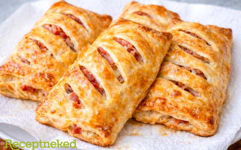 Lilahagymás-sajtos-sonkás táska