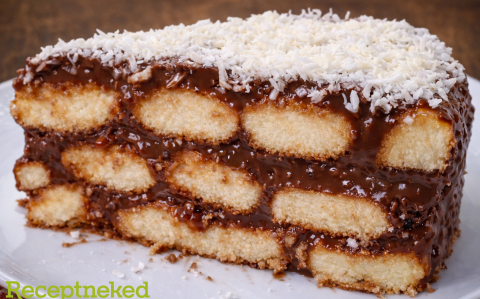 Csokis, kókuszos torta babapiskótából