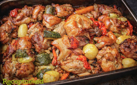 Csülök zöldségágyon