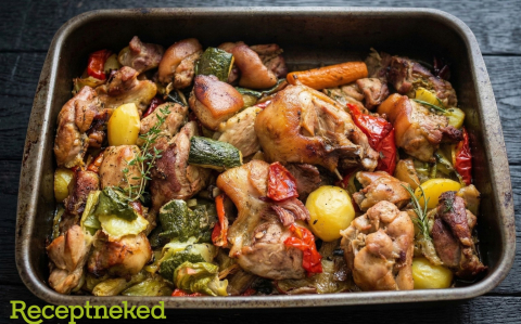 Csülök zöldségágyon