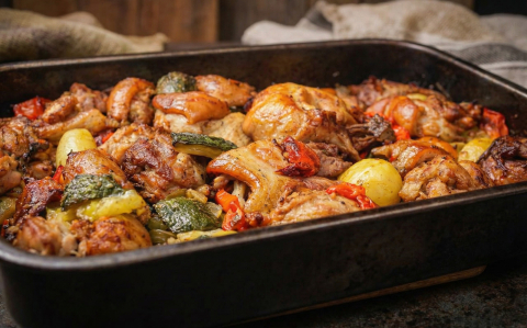 Csülök zöldségágyon