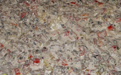 Rakott kecskesajtos tészta