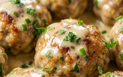 Húsgombócok krémes, petrezselymes mártásban