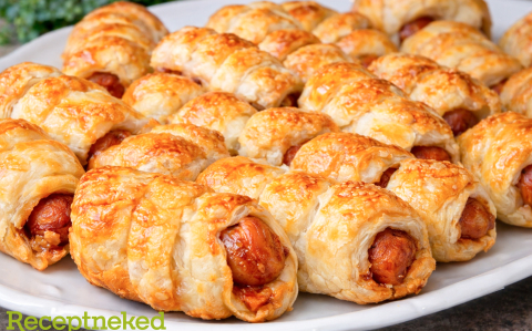 Egyszerű, leveles tésztában sült virslifalatok