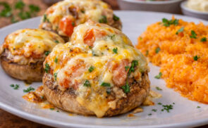 Juhtúróval/Csirkehússal töltött gombafejek