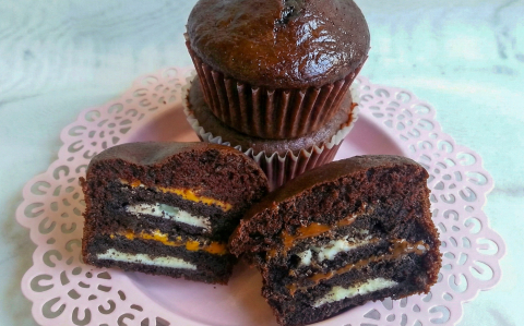 Oreós, mogyorókrémes muffin