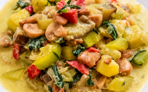 Medvehagymás-zöldséges egytálétel