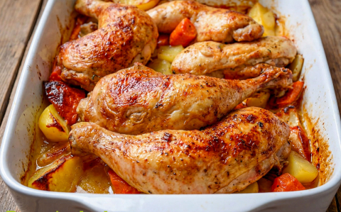 Zöldségágyon sült csirke