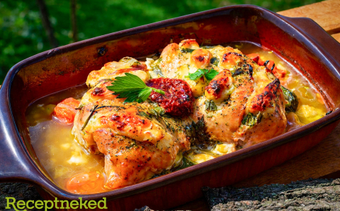 Sajtos-zöld fűszeres csirkesült