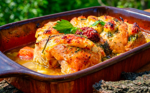 Sajtos-zöld fűszeres csirkesült