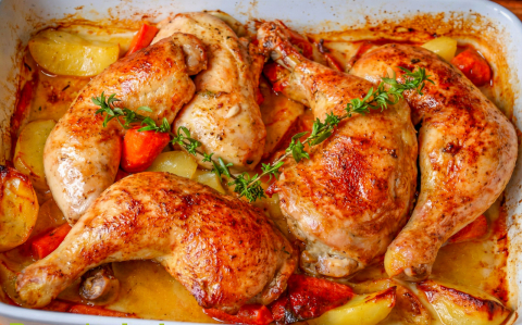 Zöldségágyon sült csirke