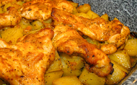 Fűszeres-mustáros csirke krumplival