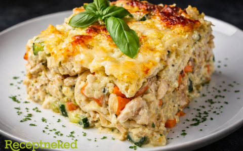 Rakott karalábé csirkehússal, zöldségekkel és kölessel