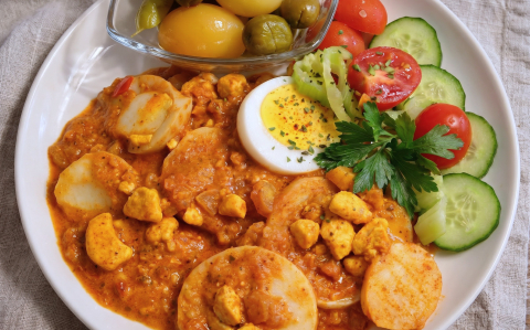 Tojáspörkölt főtt burgonyával