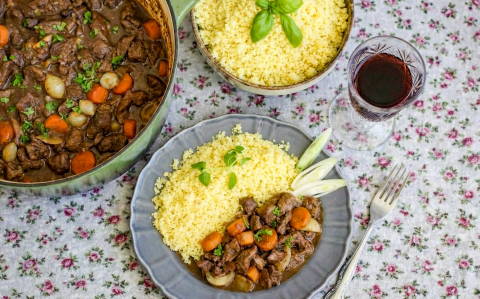 Gombás marharagu kuszkusszal