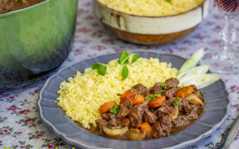 Gombás marharagu kuszkusszal