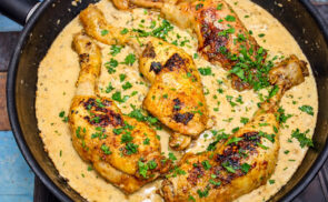 Serpenyős, mustáros csirkecomb