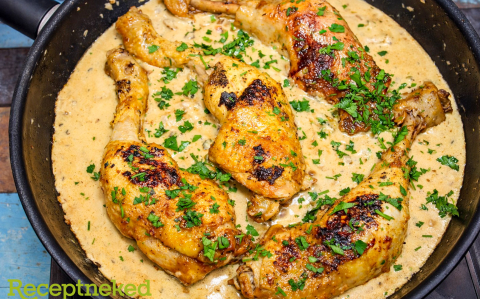 Serpenyős, mustáros csirkecomb