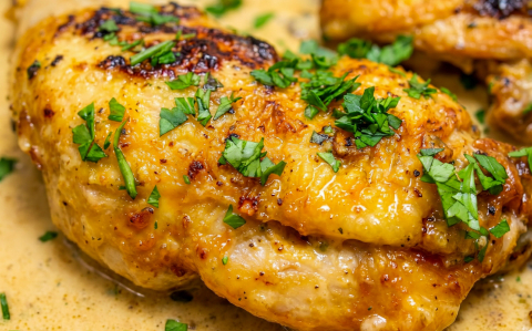 Serpenyős, mustáros csirkecomb