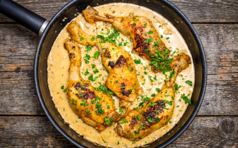 Serpenyős, mustáros csirkecomb