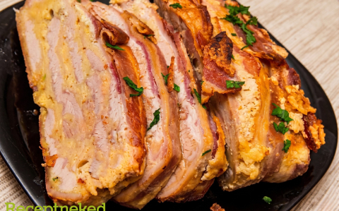 Sajtos csirkemell baconben