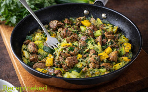 Cukkinis-hagymás csirkemáj