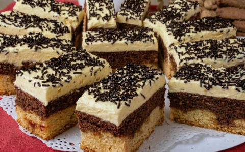 Vaníliás-csokis-diós szelet