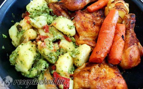 Zöldségágyon sült grillfűszeres csirke