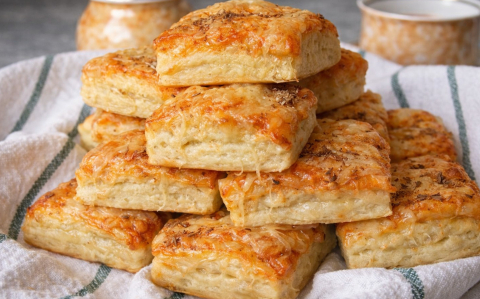 Tejfölös-sajtos kocka pogácsa