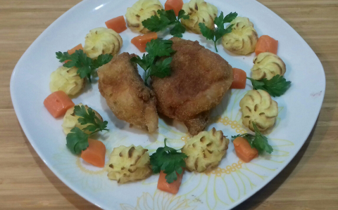 Hercegnő burgonya rántott csirkével recept fotóval Hercegnő burgonya rántott csirkével