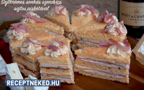 Sajtkrémes sonkás szendvics, sajtos piskótával recept fotóval Sajtkrémes sonkás szendvics, sajtos piskótával