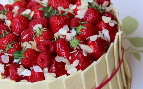 Epres joghurttorta csokoládélapokkal recept fotóval Epres joghurttorta csokoládélapokkal