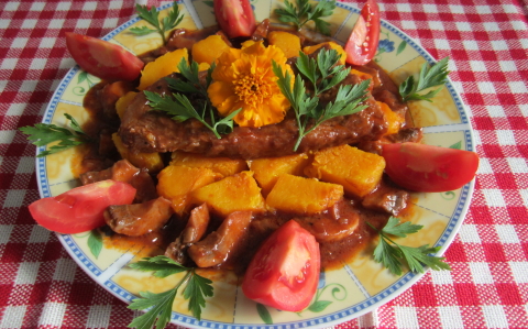 Borjúszelet sütőtökágyon recept fotóval Borjúszelet sütőtökágyon